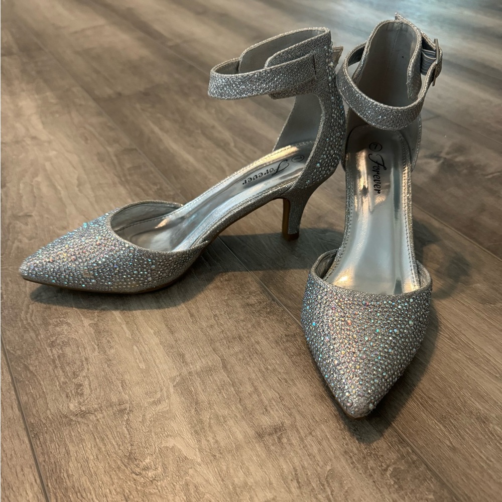 sparkly heels, worn once, like new